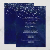 Witte sneeuw op marineblauw winterhuwelijk kaart (Voorkant / Achterkant)