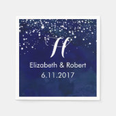 Witte sneeuw op marineblauw winterhuwelijk servet (Voorkant)