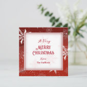 Witte Sneeuw op Rode Canvas Kerst Kaart (Staand voorkant)