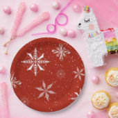 Witte sneeuw op. Rode Canvas  Papieren Bordje (Feest)