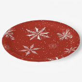 Witte sneeuw op. Rode Canvas  Papieren Bordje (Gekanteld)