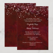 Witte sneeuw op rode winter bruiloft kaart (Voorkant / Achterkant)