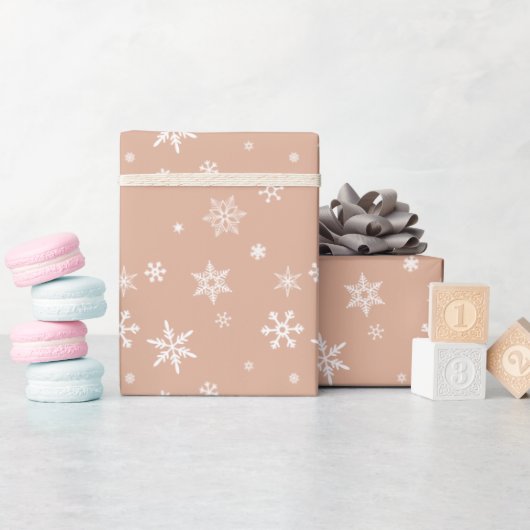 Witte Sneeuw op stoffig Roos Modern kerstcadeau Cadeaupapier (Baby Shower)