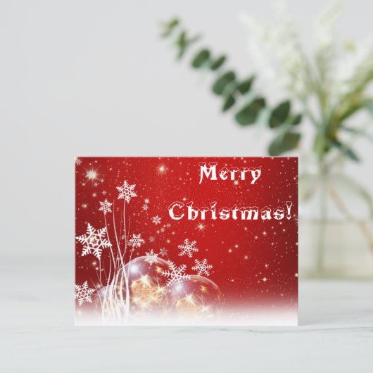 Witte sneeuw rode kerstkaart feestdagenkaart (Staand voorkant)