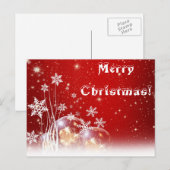 Witte sneeuw rode kerstkaart feestdagenkaart (Voorkant / Achterkant)