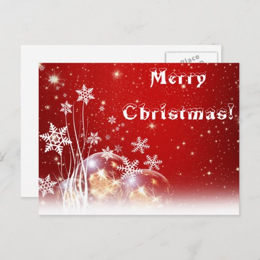Witte sneeuw rode kerstkaart feestdagenkaart (Voorkant / Achterkant)