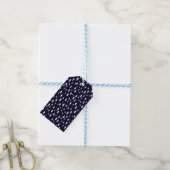 Witte Sneeuw Stippenpatroon Satijn Cadeaulabel (Met Touw)