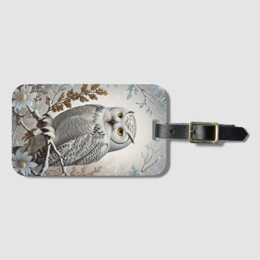  witte sneeuw uil winter bagagelabel (Voorkant (horizontaal))