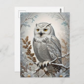 witte sneeuw uil winter briefkaart (Voorkant / Achterkant)