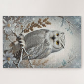 witte sneeuw uil winter legpuzzel (Horizontaal)