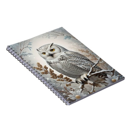  witte sneeuw uil winter notitieboek (Rechterzijde)