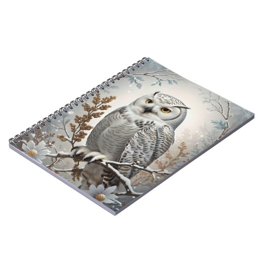 witte sneeuw uil winter notitieboek (Linkerzijde)