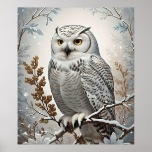  witte sneeuw uil winter poster