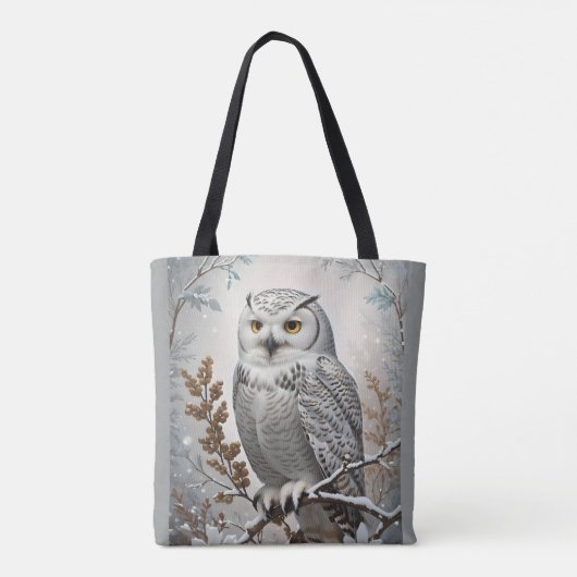  witte sneeuw uil winter tote bag (Achterkant)
