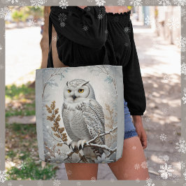 witte sneeuw uil winter tote bag