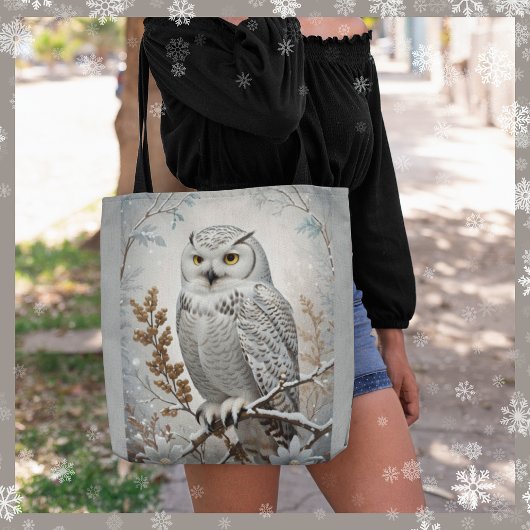  witte sneeuw uil winter tote bag