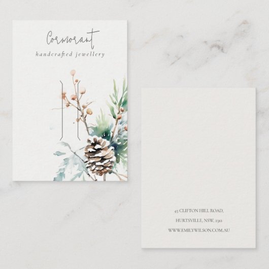 Witte Sneeuw Winter Bessen Haarspeld Display Houde Visitekaartje (Voorkant / Achterkant)