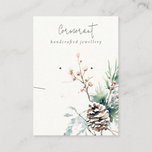 Witte Sneeuw Winter Bessen Oorbel Ketting Houder Visitekaartje (Voorkant)