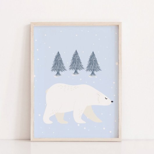 Witte Sneeuw Winter Polar Beer Kwekerij Wanddecor Poster