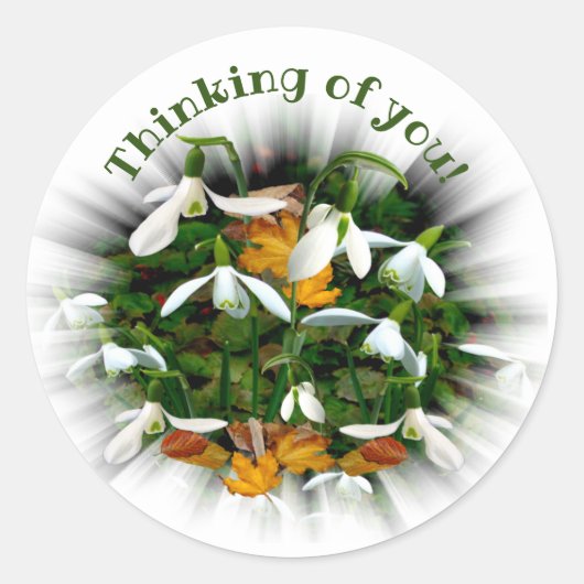 witte sneeuwbalken denken aan jou ronde sticker (Voorkant)