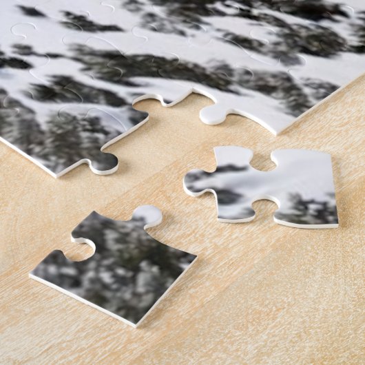 Witte sneeuwbedekking bergzijde legpuzzel (Zijkant)