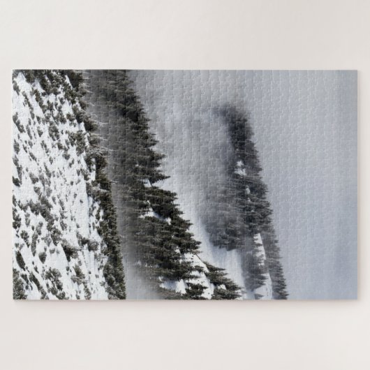 Witte sneeuwbedekking bergzijde legpuzzel (Horizontaal)