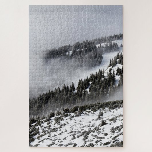 Witte sneeuwbedekking bergzijde legpuzzel (Verticaal)