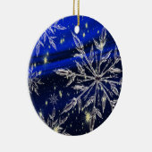 Witte sneeuwblauwe sierbloem keramisch ornament (Rechts)