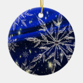 Witte sneeuwblauwe sierbloem keramisch ornament (Voorkant)