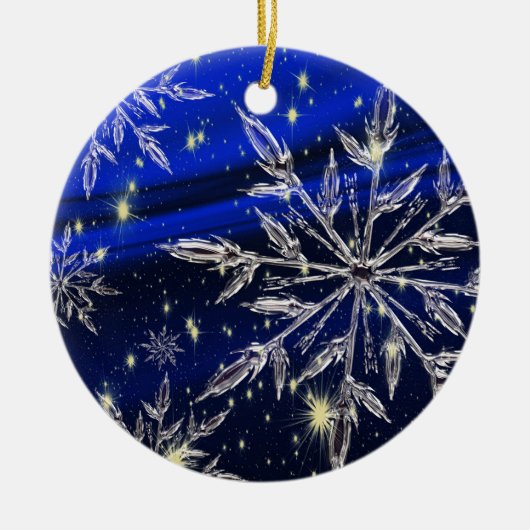 Witte sneeuwblauwe sierbloem keramisch ornament (Voorkant)