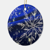 Witte sneeuwblauwe sierbloem keramisch ornament (Links)