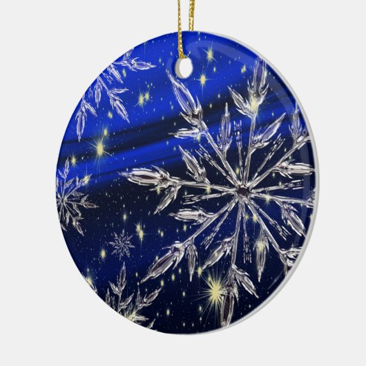 Witte sneeuwblauwe sierbloem keramisch ornament (Links)