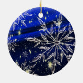 Witte sneeuwblauwe sierbloem keramisch ornament (Achterkant)