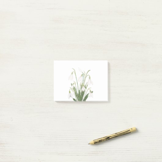 witte sneeuwbloem botanische waterverf post-it® notes (Op bureau)