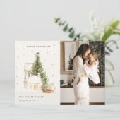 Witte sneeuwbomen Fotokerstgroeten Feestdagenkaart (Staand voorkant)