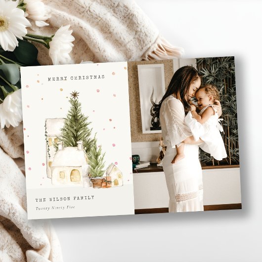 Witte sneeuwbomen Fotokerstgroeten Feestdagenkaart