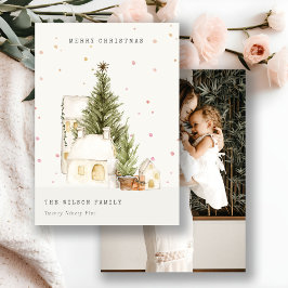 Witte sneeuwbomen Fotokerstgroeten Feestdagenkaart