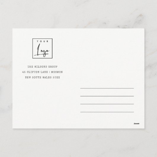 Witte sneeuwbomen Logo kerstgroeten Feestdagenkaart (Achterkant)