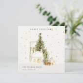 Witte sneeuwbomen Logo kerstgroeten Feestdagenkaart (Staand voorkant)