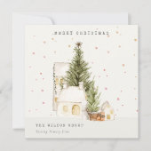 Witte sneeuwbomen Logo kerstgroeten Feestdagenkaart (Voorkant)