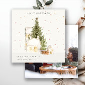 Witte sneeuwboomkuipen Fotozonegroet Feestdagenkaart