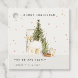 Witte sneeuwboomkuipen Vroegere kerstgroeten Bedankjes Labels