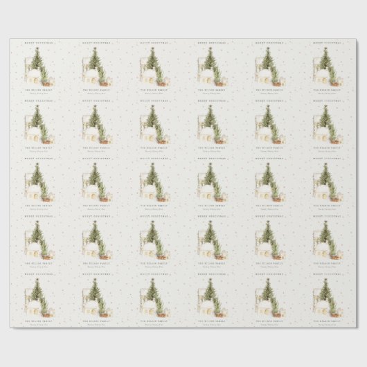 Witte sneeuwboomkuipen Vroegere kerstgroeten Cadeaupapier (Vlak)