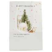 Witte sneeuwboomkuipen Vroegere kerstgroeten Medium Cadeauzakje (Voorkant)