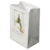 Witte sneeuwboomkuipen Vroegere kerstgroeten Medium Cadeauzakje (Achterkant Gekanteld)