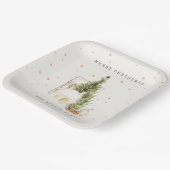 Witte sneeuwboomkuipen Vroegere kerstgroeten Papieren Bordje (Gebogen)