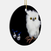 Witte sneeuwfiguurtje met zilveren kerst keramisch ornament (Rechts)