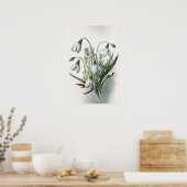 Witte Sneeuwklokbloemen Art Print Poster (Keuken)