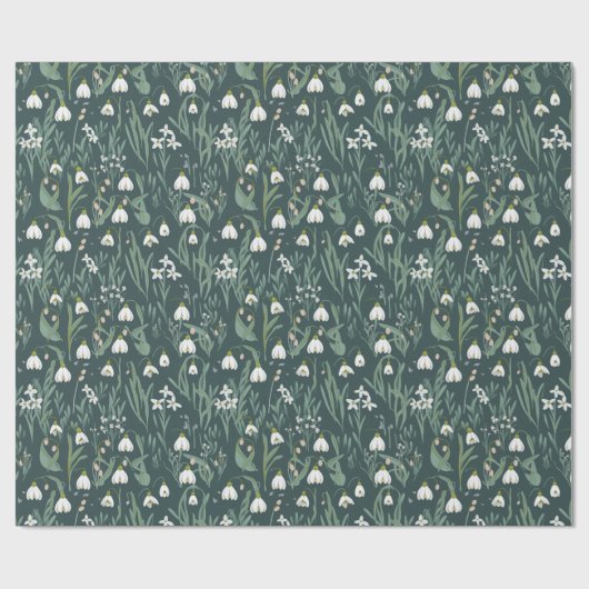 Witte sneeuwklokjes bloemen cadeaupapier (Vlak)