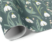 Witte sneeuwklokjes bloemen cadeaupapier (Rol Hoek)